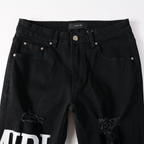 Amr Ripped White Logo Jeans