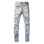 Lila Farbe Hellblaue Jeans