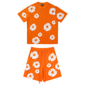 Denim Trägerhose Orange Short-Set