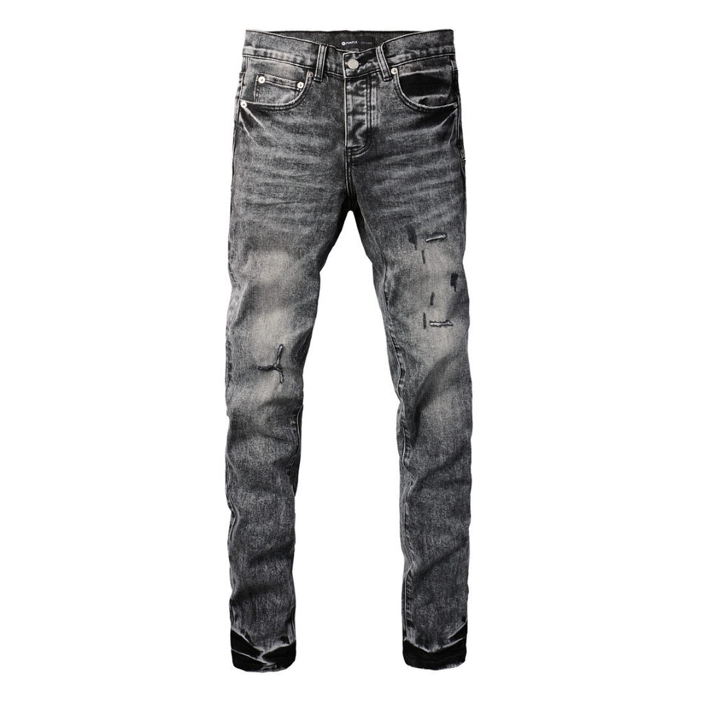 Lila-graue zerrissene Jeans