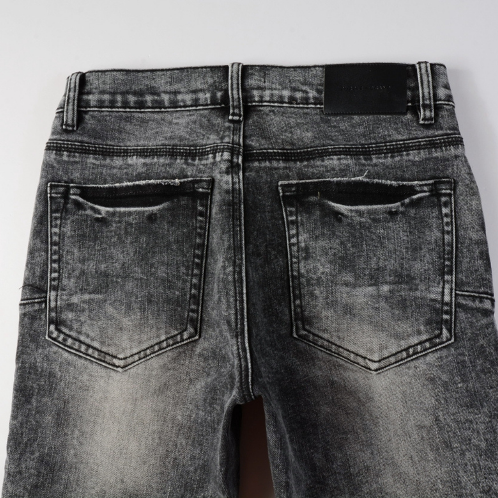 Lila-graue zerrissene Jeans