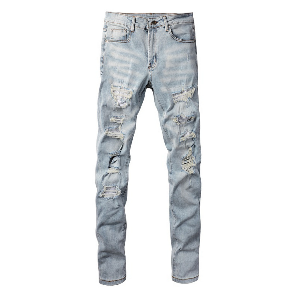 Amr Hellblaue Patchwork-Jeans