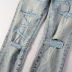 Purple Light Blue Patch Jeans