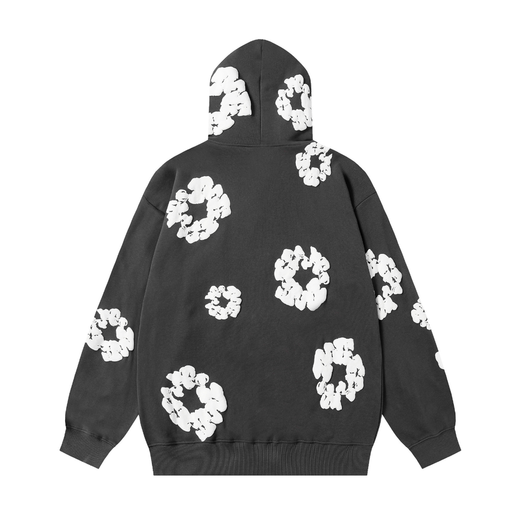 Denim-Trainingsanzugjacke mit Reißverschluss und Kapuze