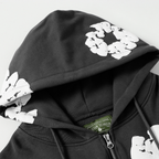 Denim-Trainingsanzugjacke mit Reißverschluss und Kapuze