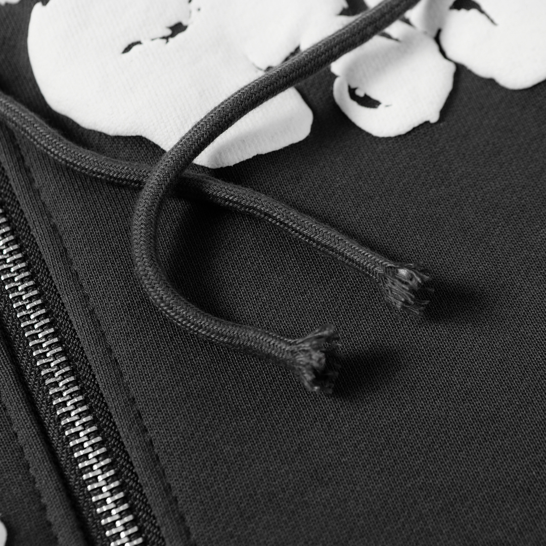Denim-Trainingsanzugjacke mit Reißverschluss und Kapuze