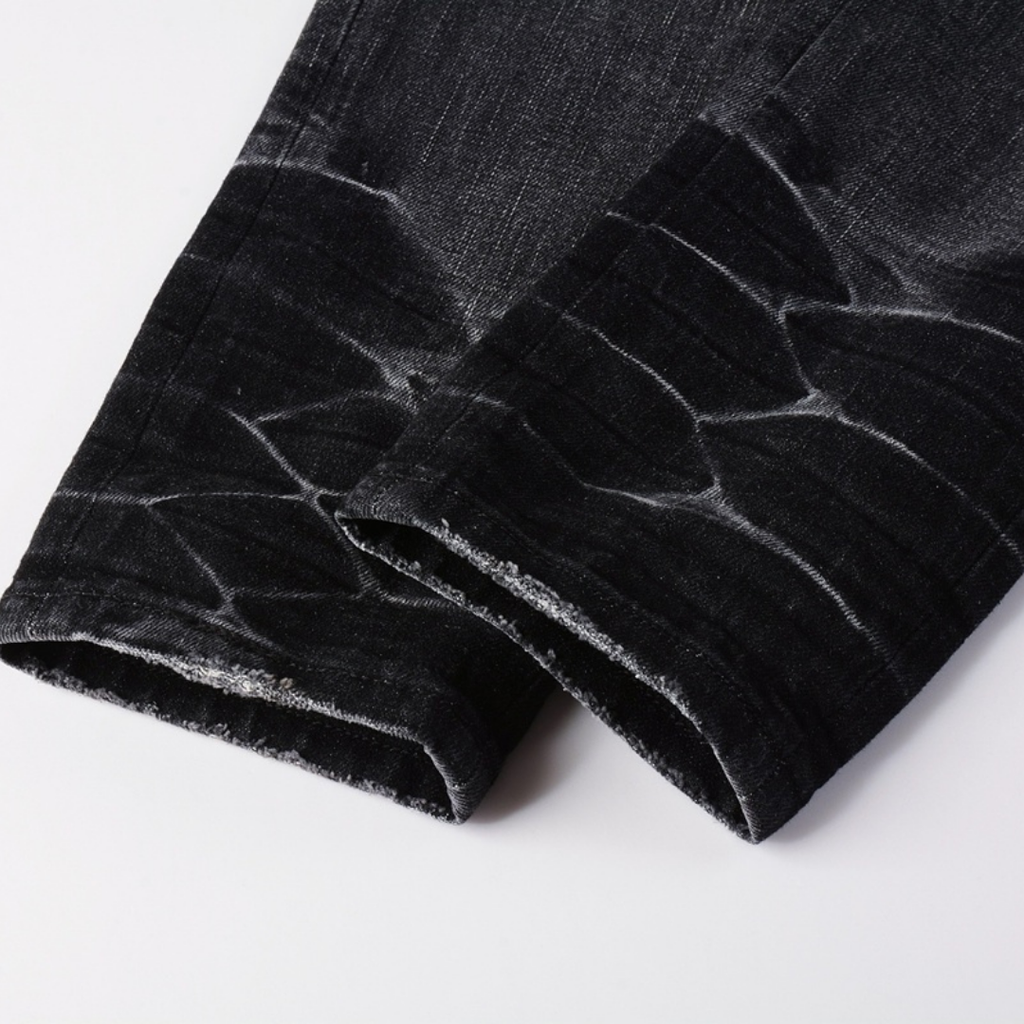 Amr Staggered Black Jeans