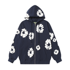 Denim-Trainingsanzugjacke mit Reißverschluss und Kapuze