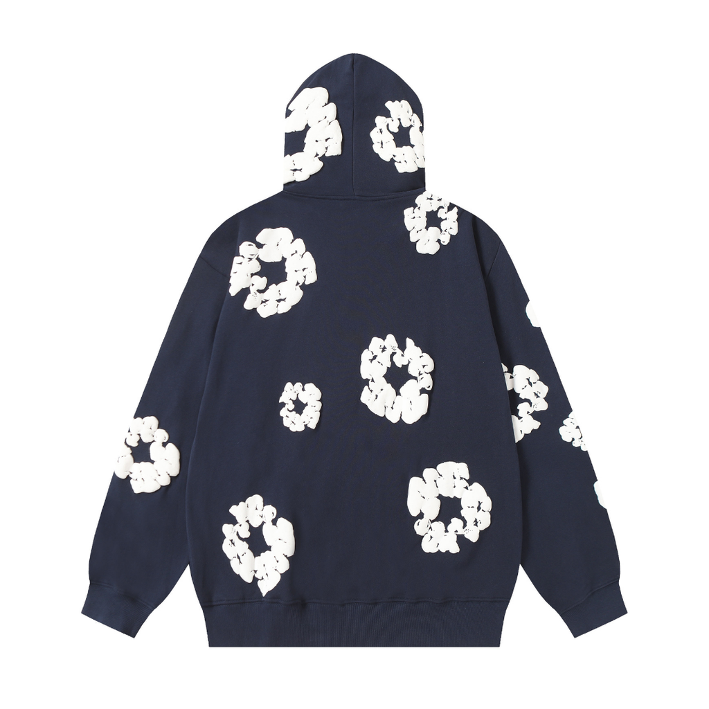 Denim-Trainingsanzugjacke mit Reißverschluss und Kapuze