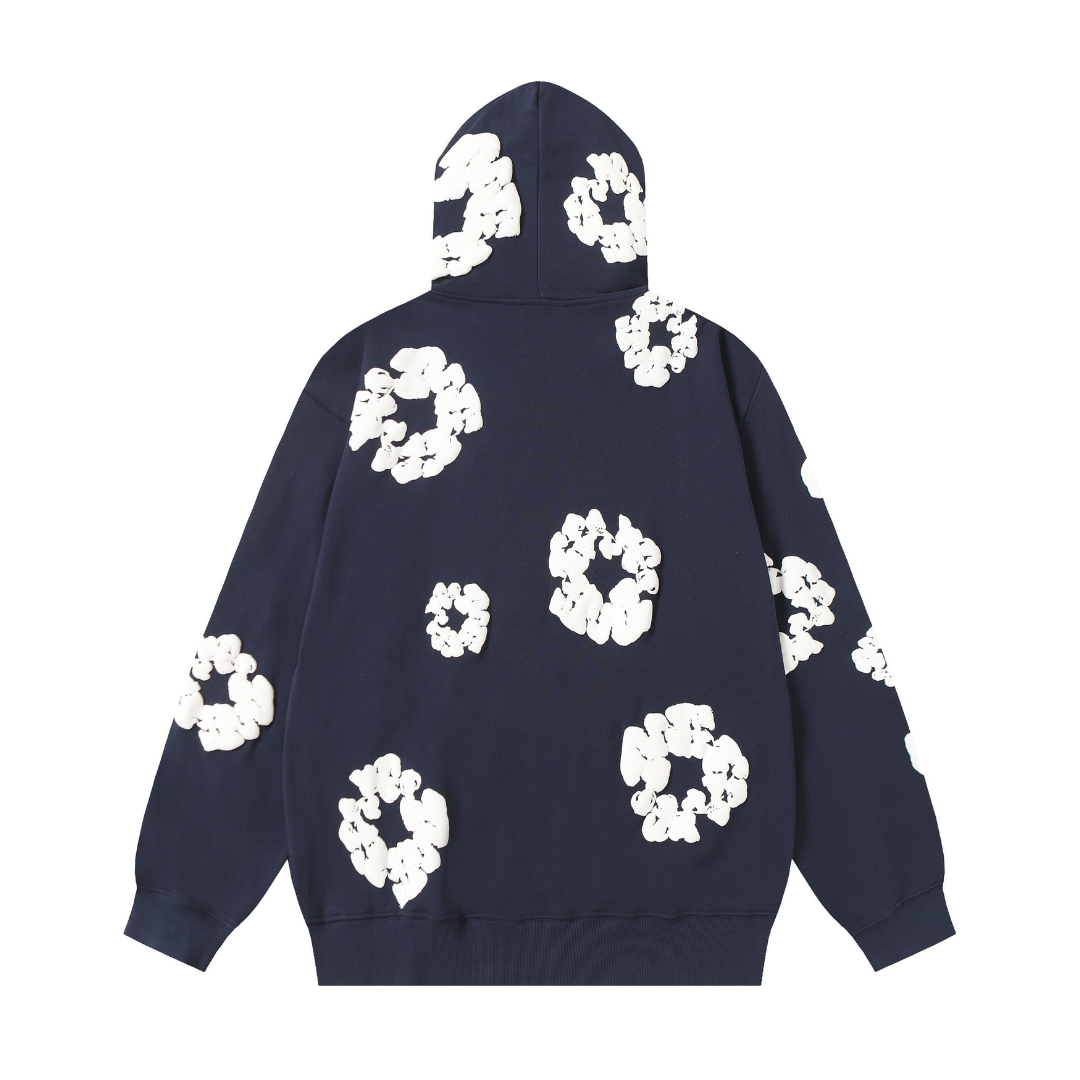 Denim-Trainingsanzugjacke mit Reißverschluss und Kapuze