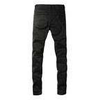Lila Dreifach Zerrissene Schwarze Jeans