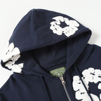 Denim-Trainingsanzugjacke mit Reißverschluss und Kapuze