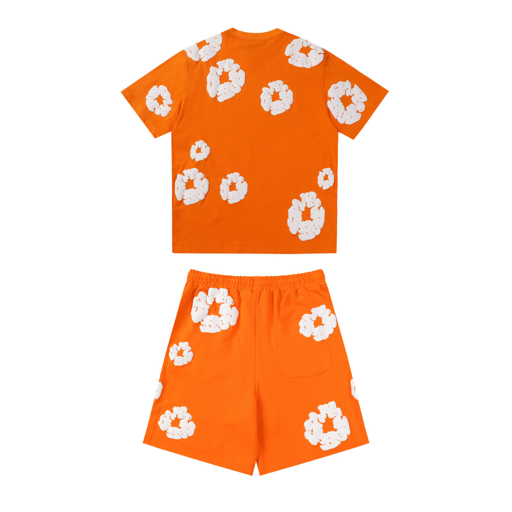 Denim Trägerhose Orange Short-Set