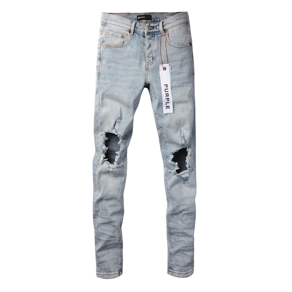 Lila dreifach zerrissene Jeans