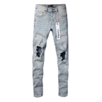 Lila dreifach zerrissene Jeans