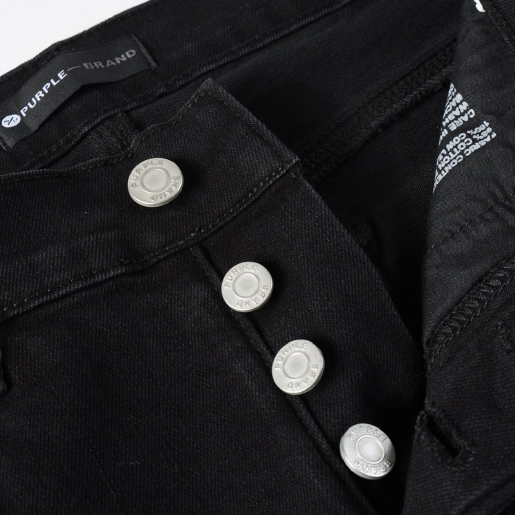 Lila Dreifach Zerrissene Schwarze Jeans