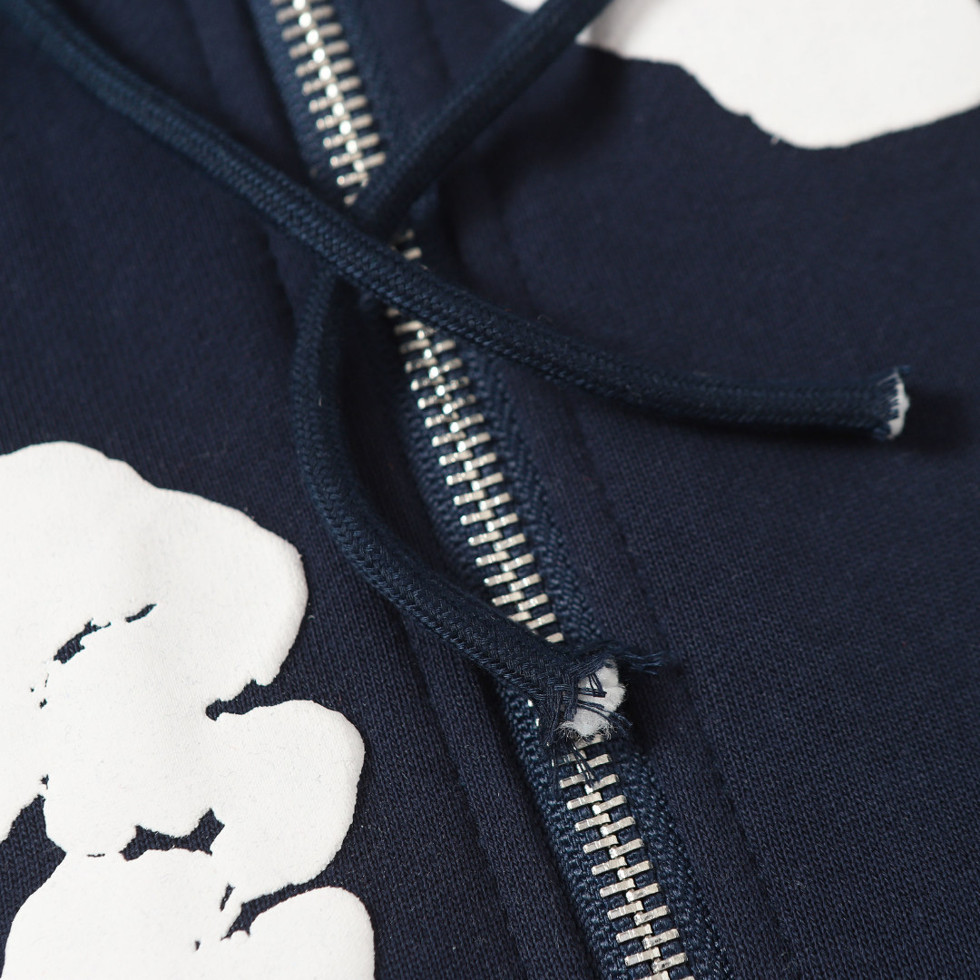 Denim-Trainingsanzugjacke mit Reißverschluss und Kapuze