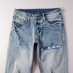 Amr Blue Patch Logo Jeans