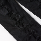 Lila Dreifach Zerrissene Schwarze Jeans