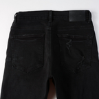Lila Dreifach Zerrissene Schwarze Jeans