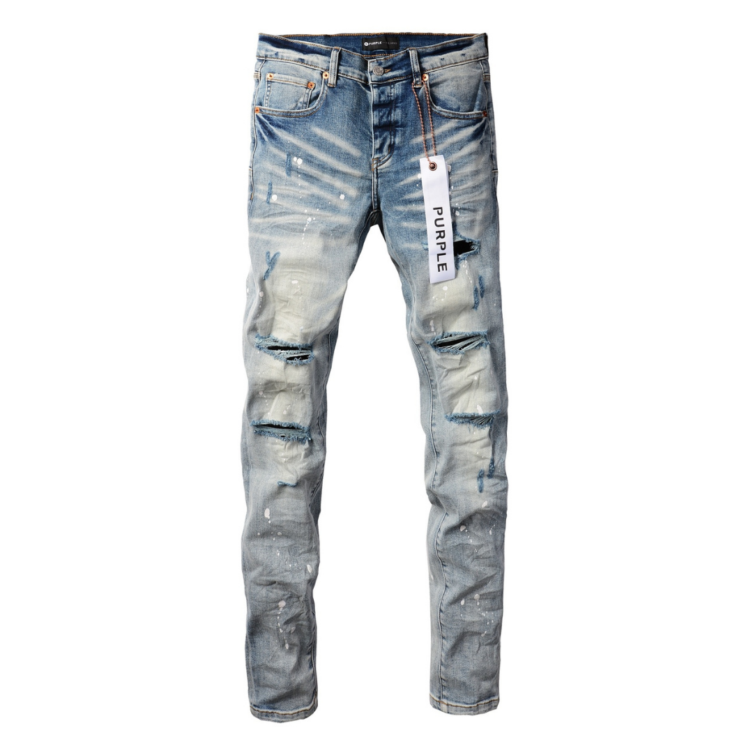 Purple Gradient Ripped Jeans