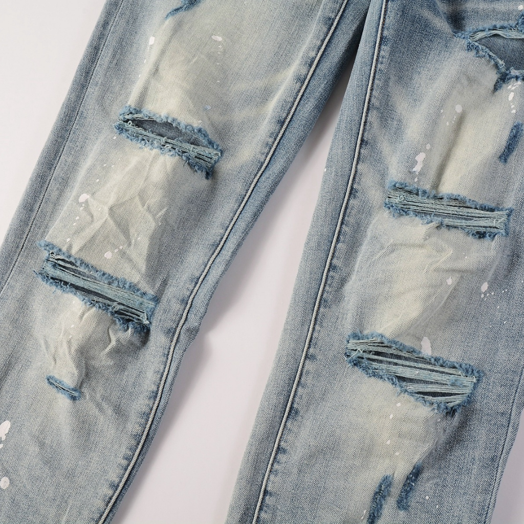 Purple Gradient Ripped Jeans