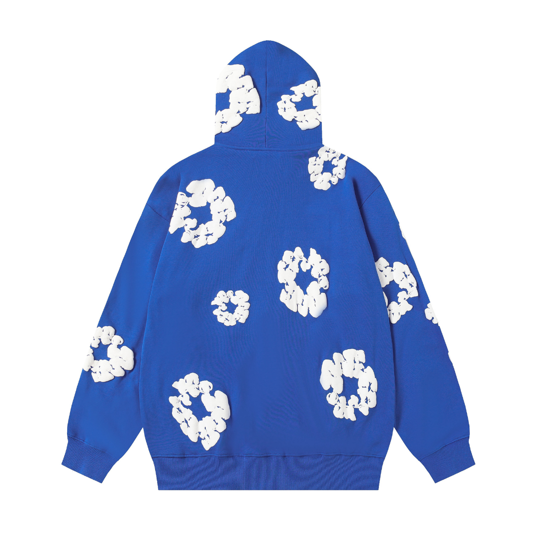 Denim-Trainingsanzugjacke mit Reißverschluss und Kapuze