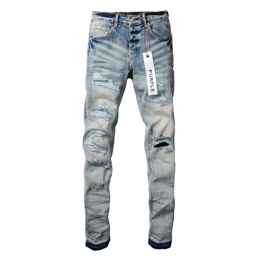 Lila zerrissene Jeans