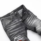 Amr Staggered Grey Logo Jeans