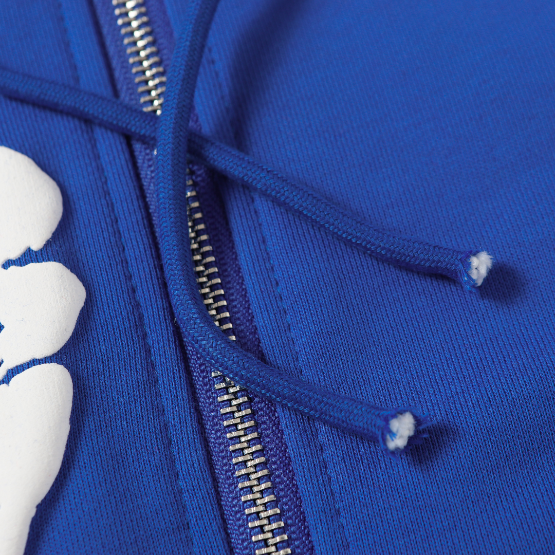 Denim-Trainingsanzugjacke mit Reißverschluss und Kapuze