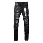 Purple Monogram Patch Ripped Jeans