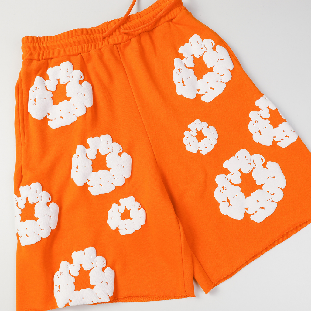 Denim Trägerhose Orange Short-Set