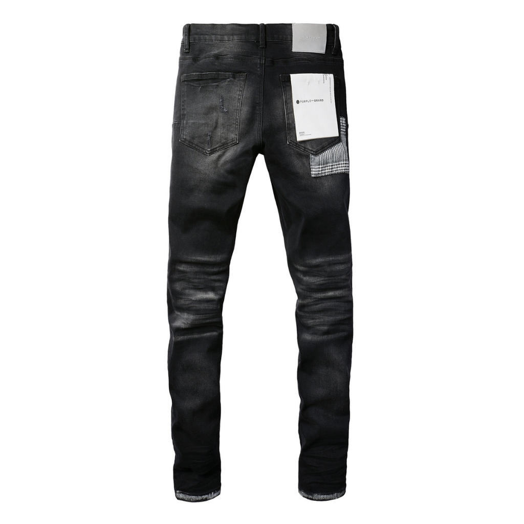 Purple Monogram Patch Ripped Jeans