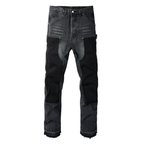Amr Black Patch Flared Jeans