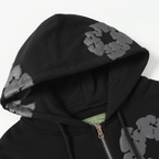 Denim-Trainingsanzugjacke mit Reißverschluss und Kapuze