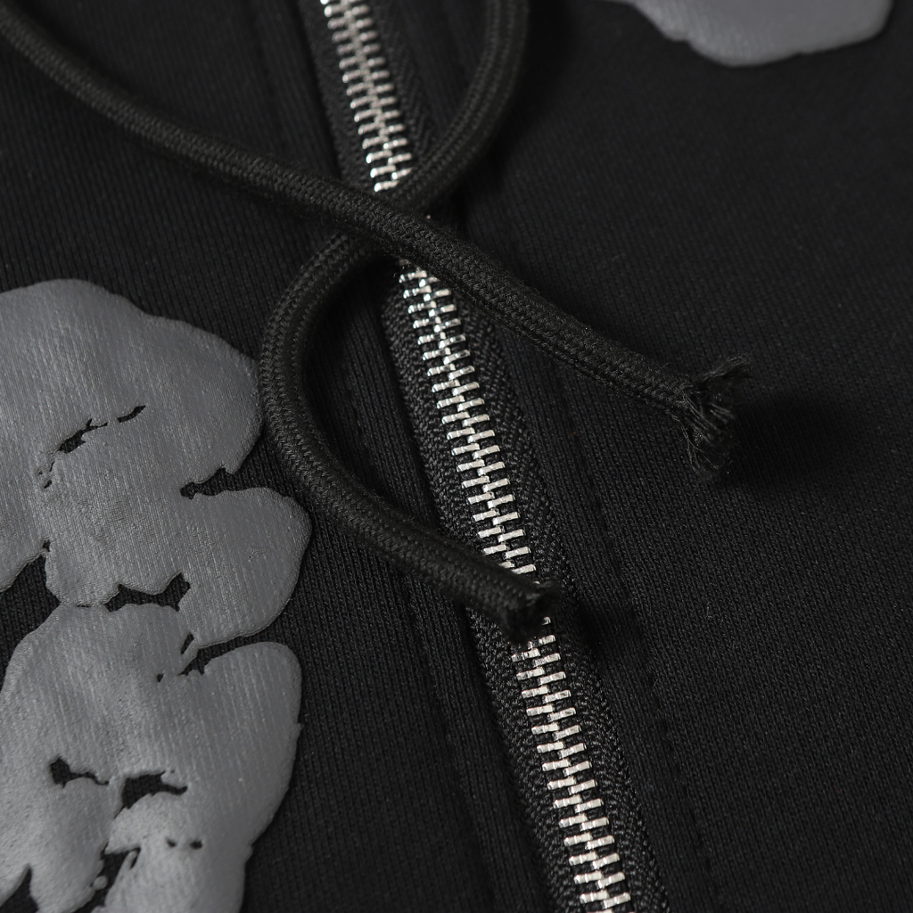 Denim-Trainingsanzugjacke mit Reißverschluss und Kapuze