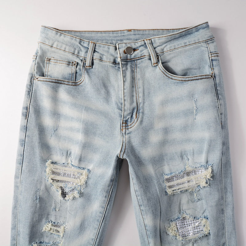 Amr Hellblaue Patchwork-Jeans