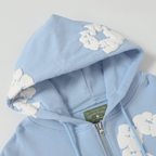 Denim-Trainingsanzugjacke mit Reißverschluss und Kapuze