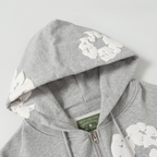 Denim-Trainingsanzugjacke mit Reißverschluss und Kapuze