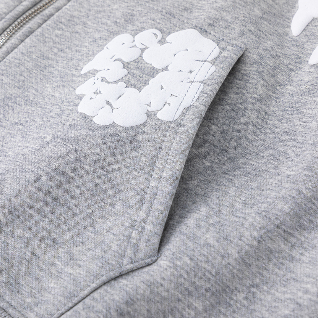Denim-Trainingsanzugjacke mit Reißverschluss und Kapuze