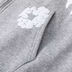 Denim-Trainingsanzugjacke mit Reißverschluss und Kapuze