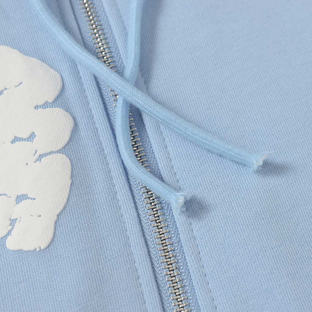 Denim-Trainingsanzugjacke mit Reißverschluss und Kapuze