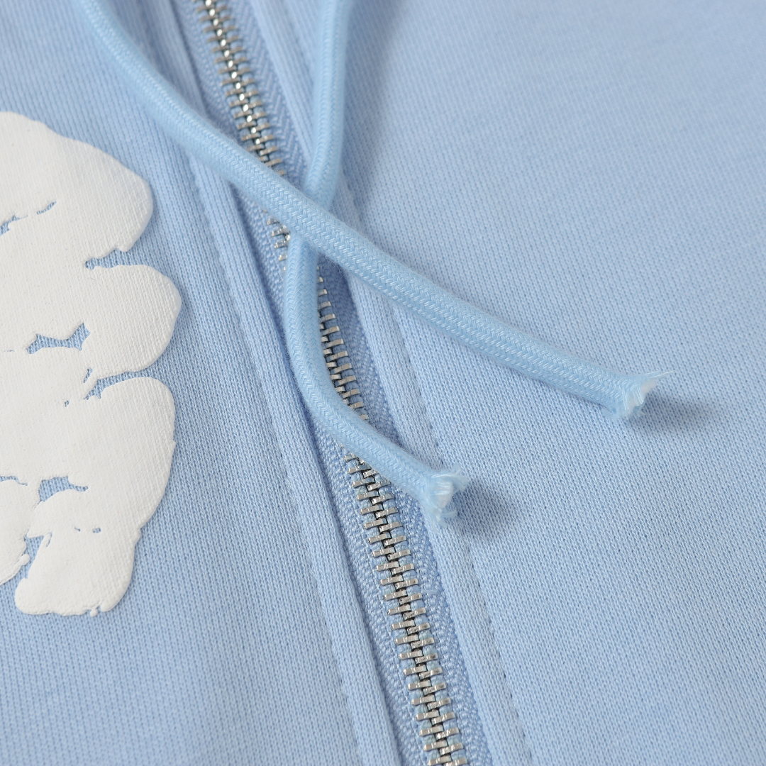 Denim-Trainingsanzugjacke mit Reißverschluss und Kapuze