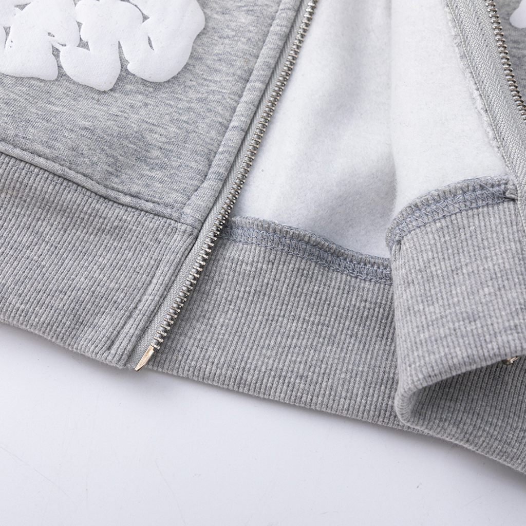 Denim-Trainingsanzugjacke mit Reißverschluss und Kapuze