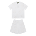 Denim Träger Triple White Shorts Set