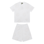 Denim Träger Triple White Shorts Set