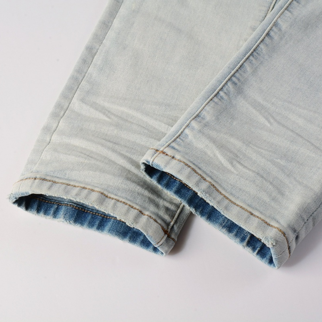Amr Red Patch Distressed Jeans