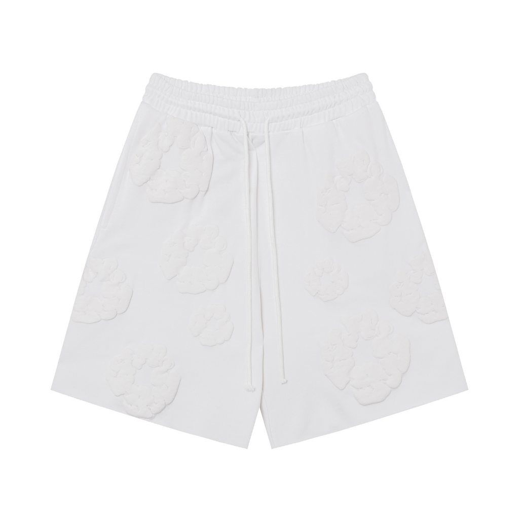 Denim Träger Triple White Shorts Set