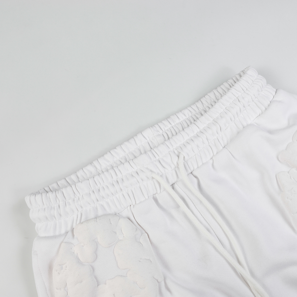 Denim Träger Triple White Shorts Set
