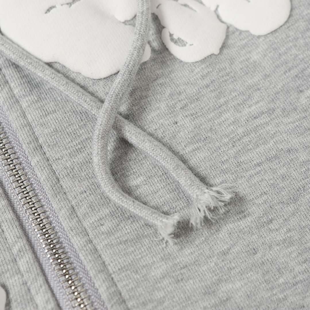 Denim-Trainingsanzugjacke mit Reißverschluss und Kapuze